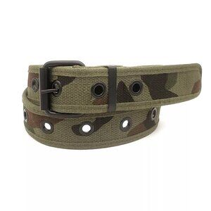 New Green Camo One Row Grommet Canvas Fabric Web Belt Size Medium